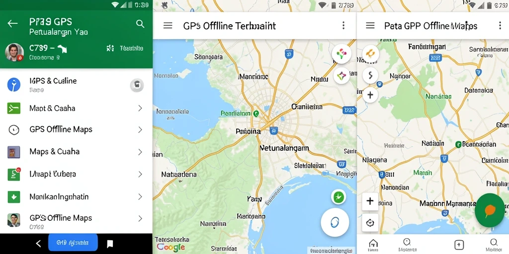 Antarmuka C789 yang menampilkan peta GPS Offline dengan navigasi jelas.
