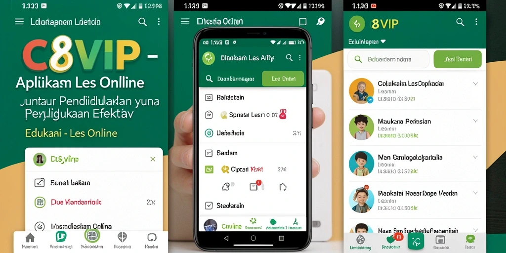Antarmuka aplikasi C8VIP yang intuitif untuk les online.