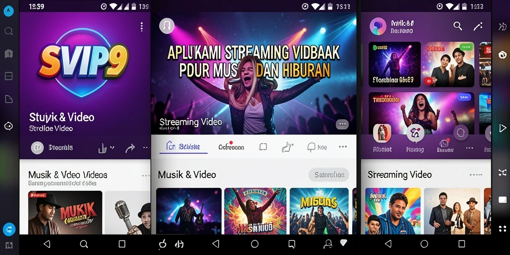 Tampilan antarmuka SVIP9 dengan berbagai pilihan video streaming.